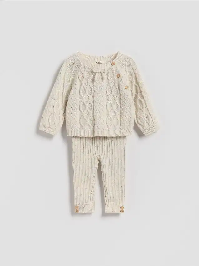 Set in maglia misto viscosa Colore panna