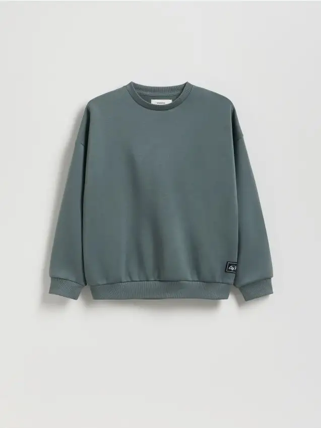 Felpa oversize stampata Colore verde acciaio