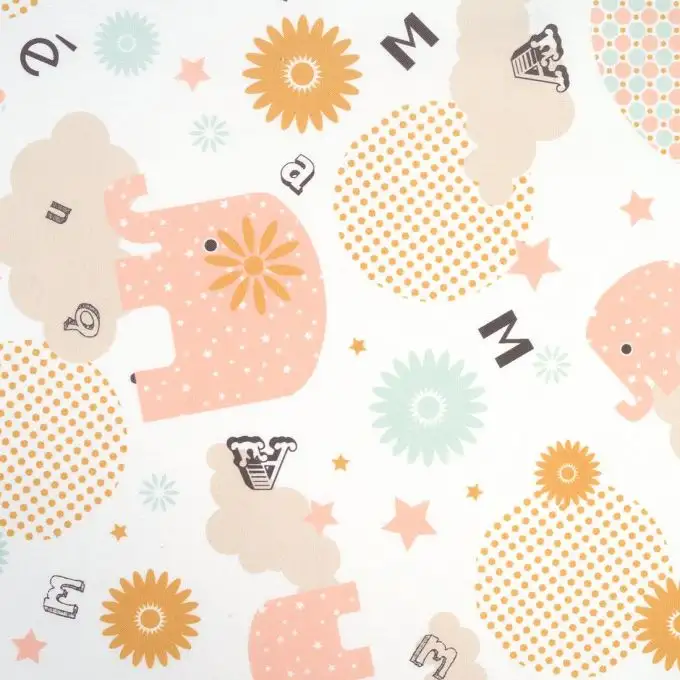 Tessuto cotone elefanti rosa