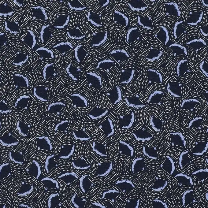 Tessuto popeline ventagli fondo blu navy