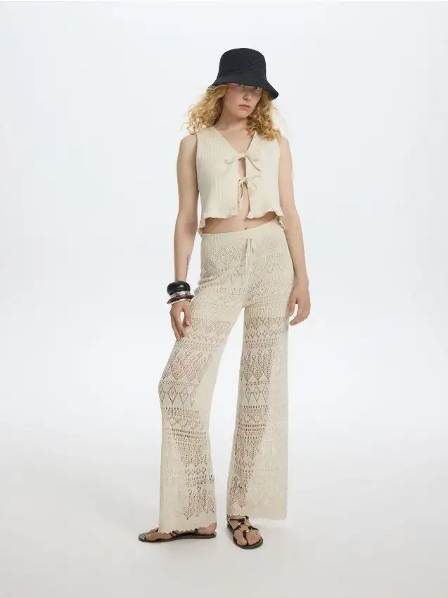 Pantaloni in maglia di viscosa Colore nude