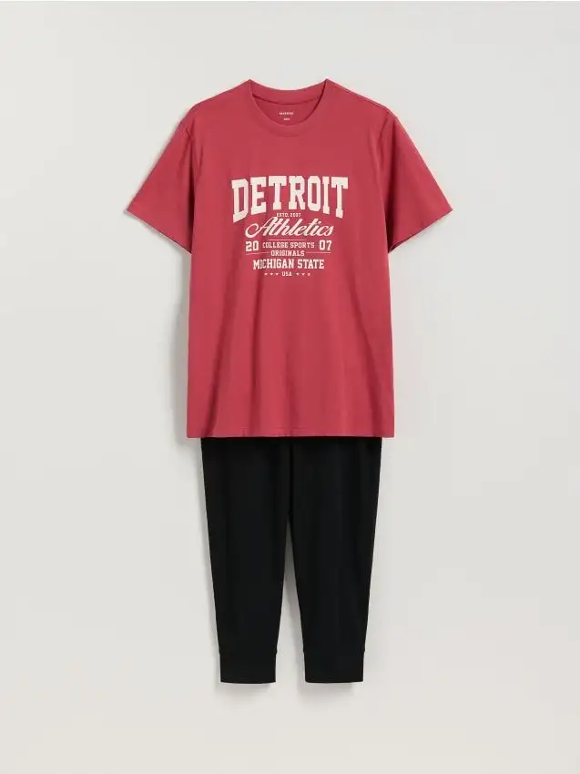 Set pigiama due pezzi stampato Colore maroon