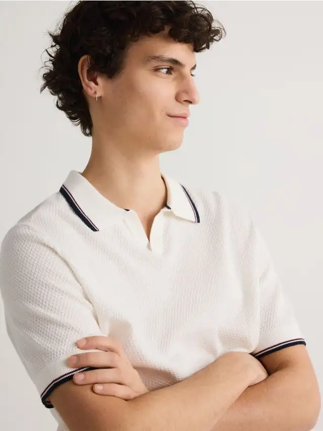 Maglia polo in cotone Colore panna