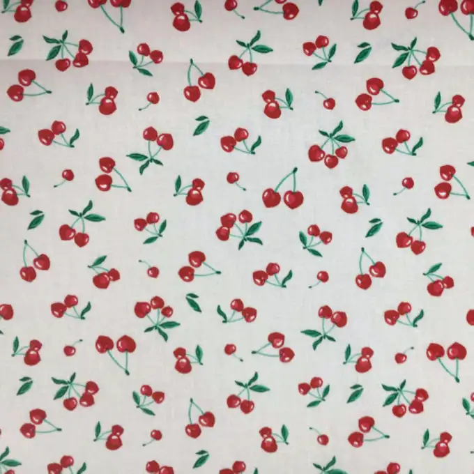 Tessuto cretone ciliegie bianco
