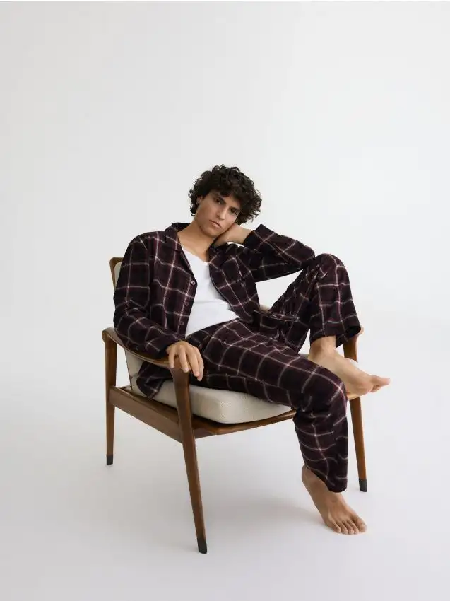 Set pigiama da due pezzi a quadri Colore mogano