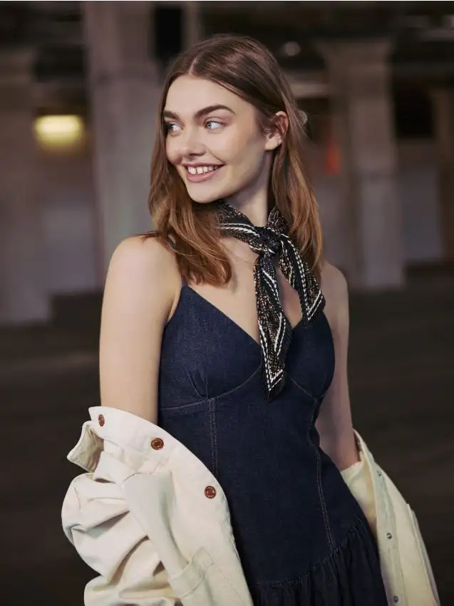 Mini vestito in denim Colore blu scuro