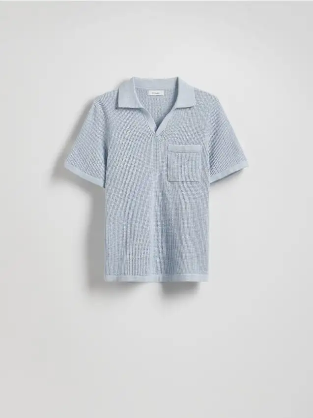 Maglione polo traforato Colore blu pallido