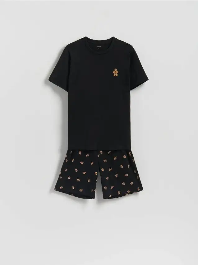 Set pigiama da due pezzi con motivo natalizio Colore nero