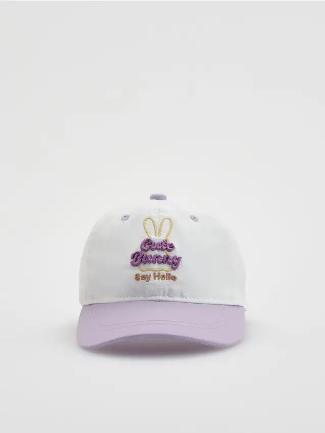 Cappello con motivo ricamato Colore panna