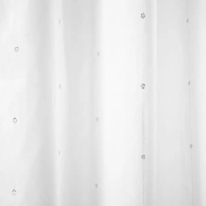 Tessuto voile bianco ricamato lurex argento