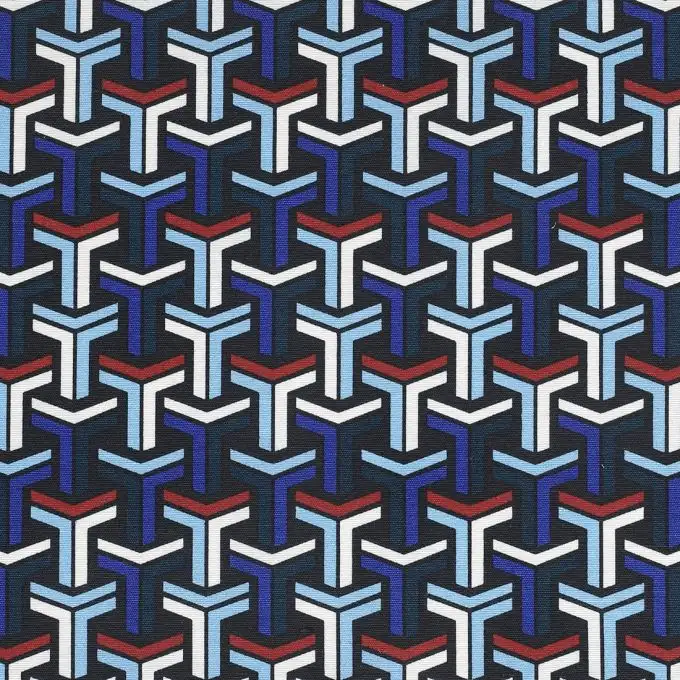 Tessuto cotone spesso blu geometrico - Qualità seduta