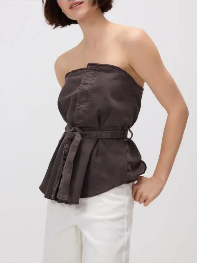 Top con cintura Colore marrone