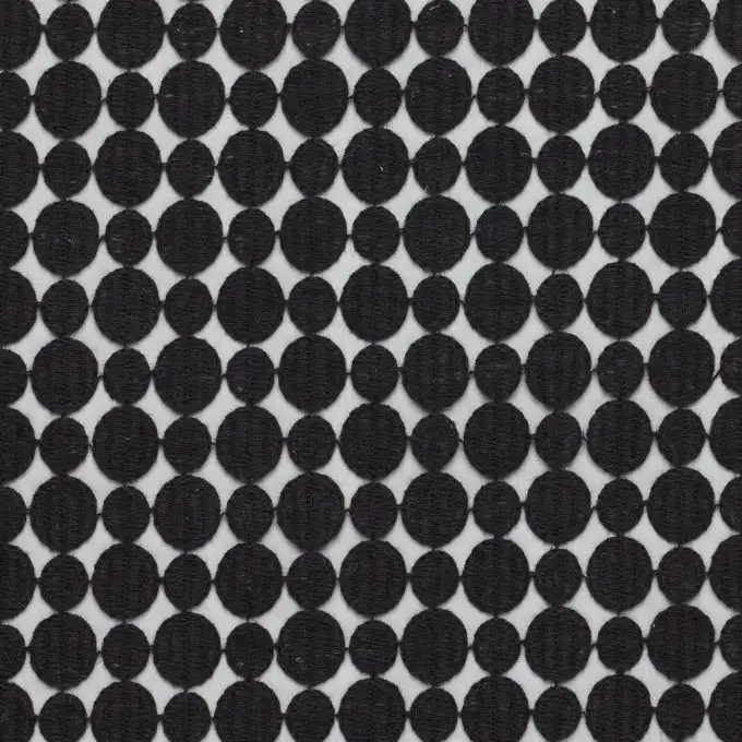 Tessuto organza ricamato tondo nero