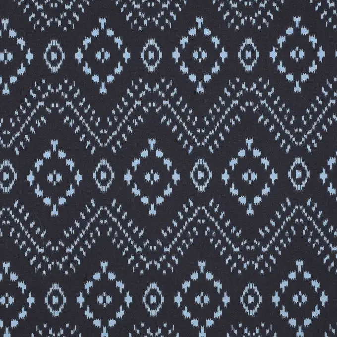 Tessuto voile di cotone etnico blu navy