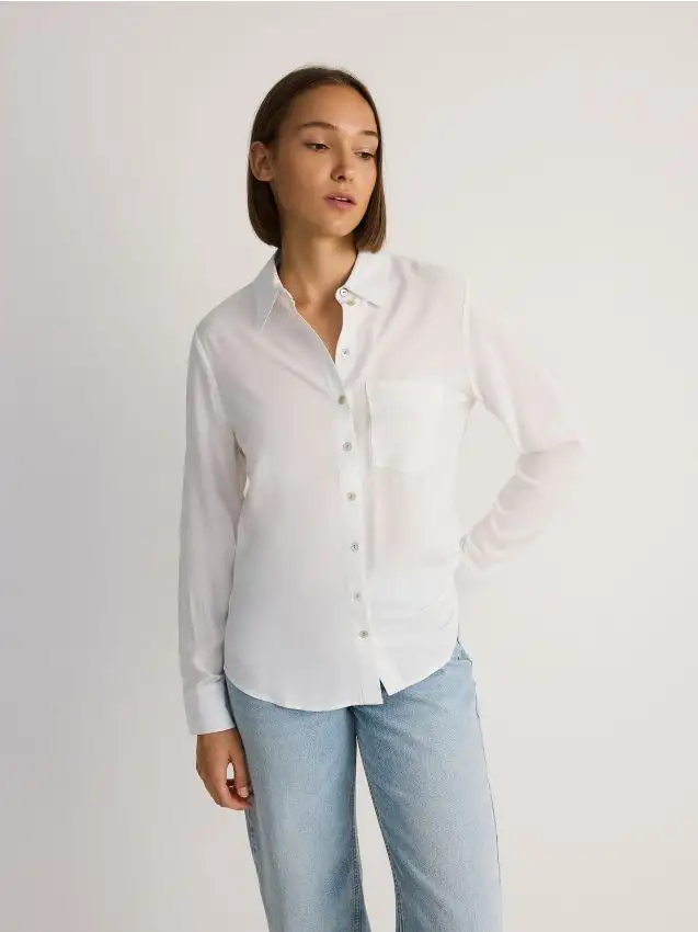 Camicia regular fit in viscosa Colore panna