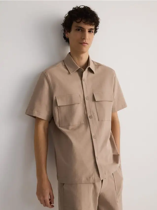 Camicia semplice regular fit Colore beige