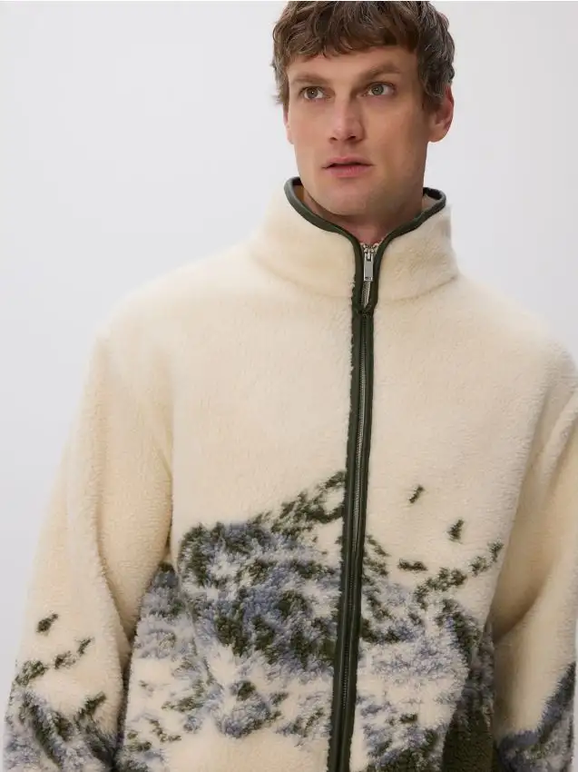 Felpa in sherpa con colletto rialzato Colore multicolore