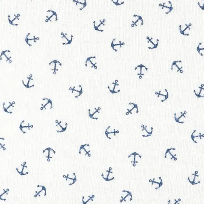 Tessuto mussola biologico bianco ancore