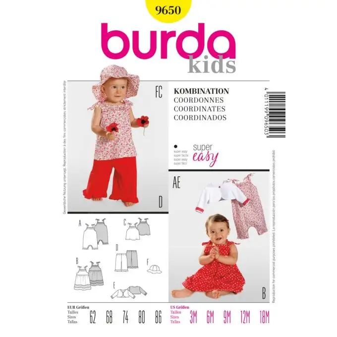 Modello burda 9650 bambini coordinato