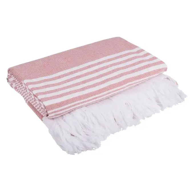 Fouta a righe corallo
