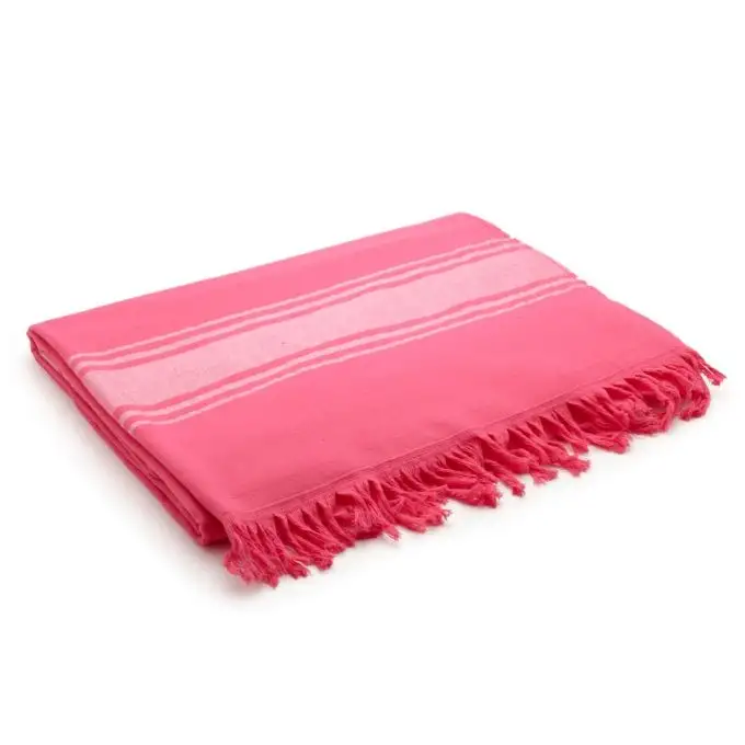 Fouta da bagno con frange rosa