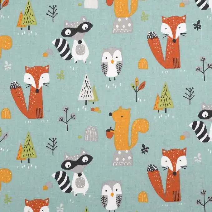 Tessuto cotone animali multicolori