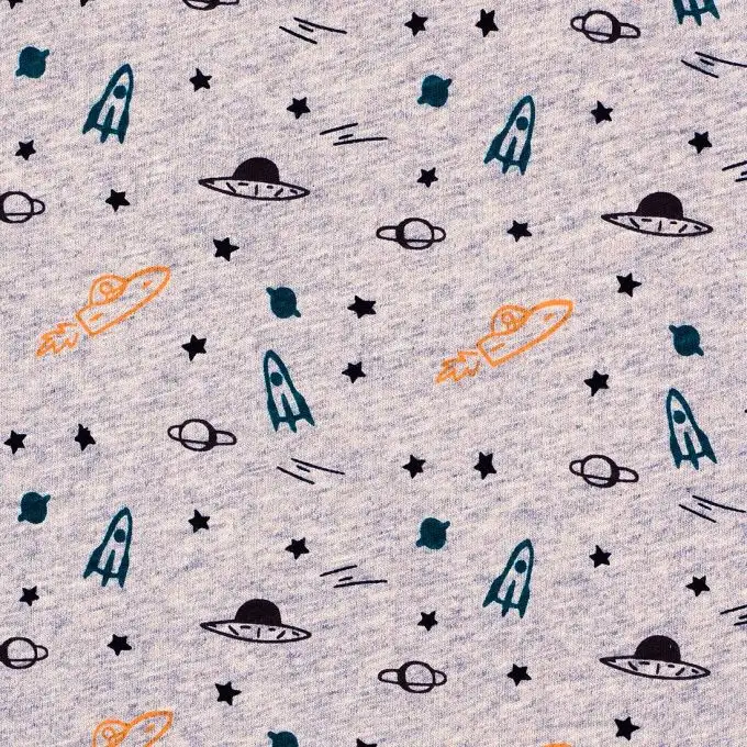 Tessuto jersey grigio pianeti