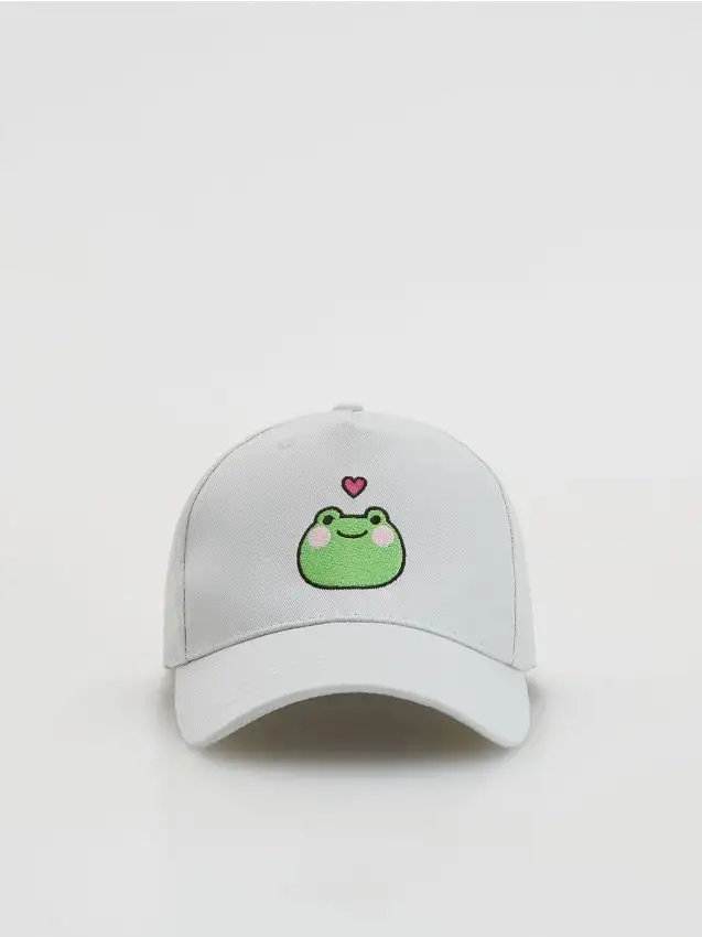 Cappello con visiera e ricamo Colore grigio scuro