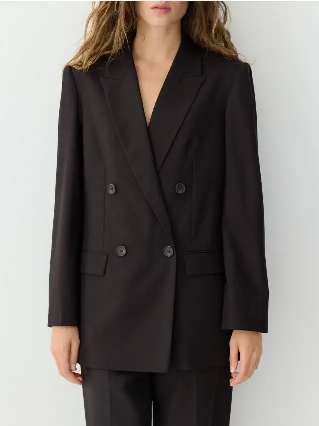 Giacca oversize in misto lana Colore marrone scuro