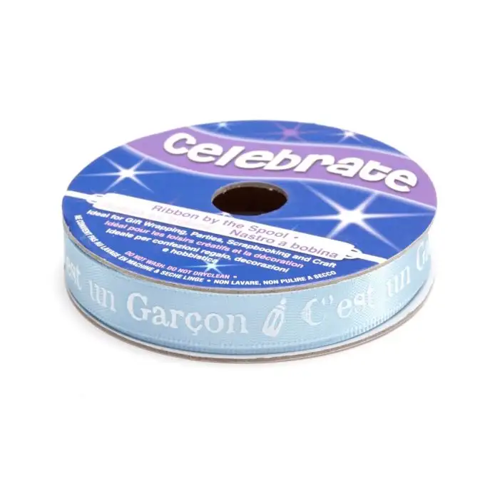 Bobina nastro raso stampato Blu e Bianco 10 mm