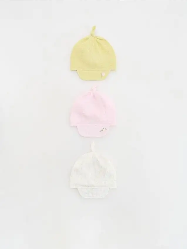 Confezione da 3 cappellini a cuffia da allacciare con visiera Colore multicolore