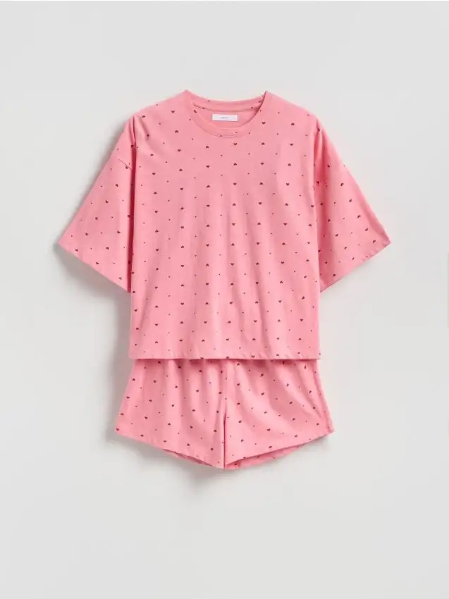 Set pigiama da due pezzi con motivo a cuori Colore rosa shocking