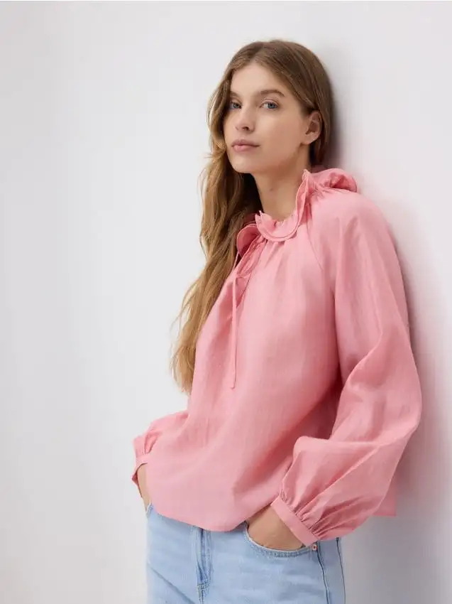 Blusa in misto lyocell Colore rosa pastello