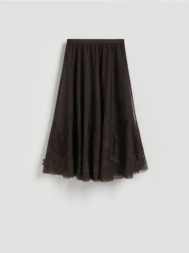 Gonna con applicazioni in pizzo Colore marrone scuro