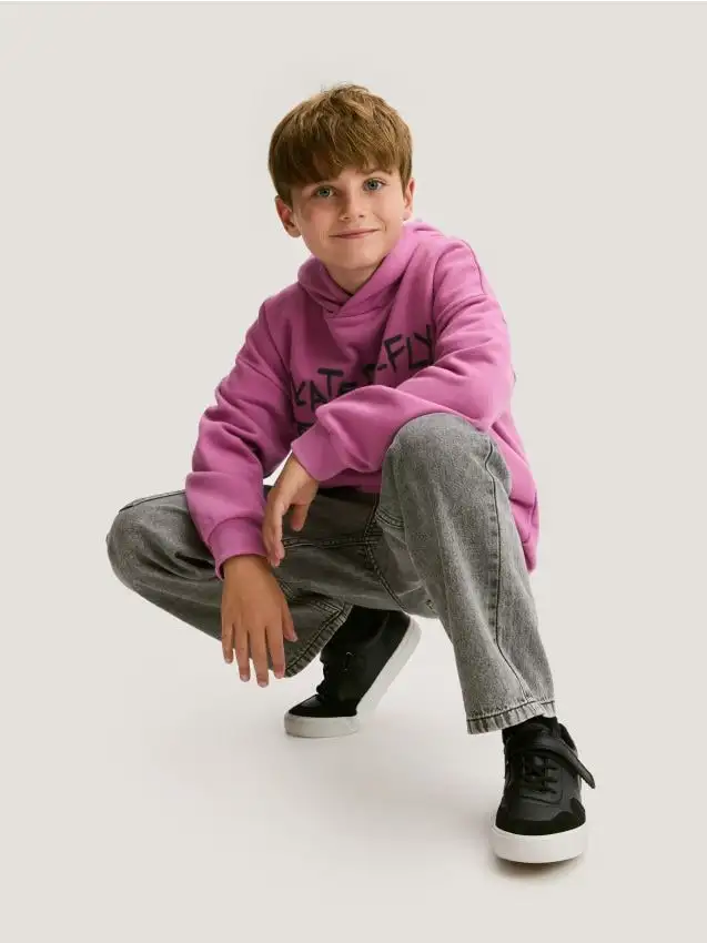 Felpa con cappuccio in cotone Colore orchidea