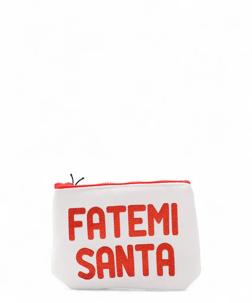 Pochette Aline con stampa FATEMI SANTA e zip - MC2 SAINT BARTH
