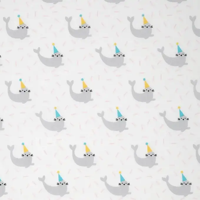 Tessuto cotone stampato foca