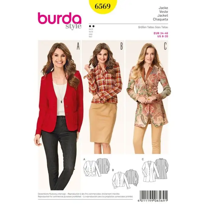 Modello burda 6569 giacca