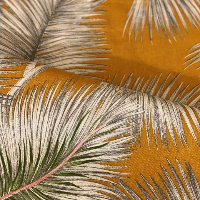 Tessuto cotone stampato Palmy ocra