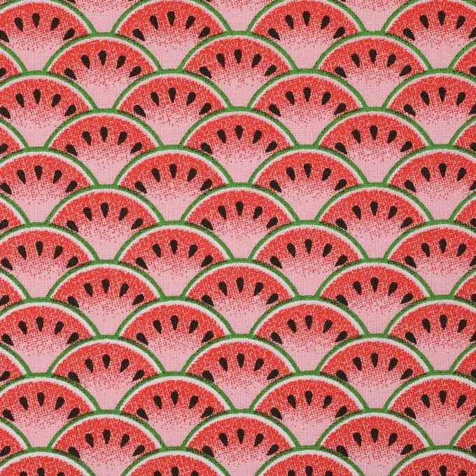 Tessuto cotone rivestito morbido e opaco angurie rosa