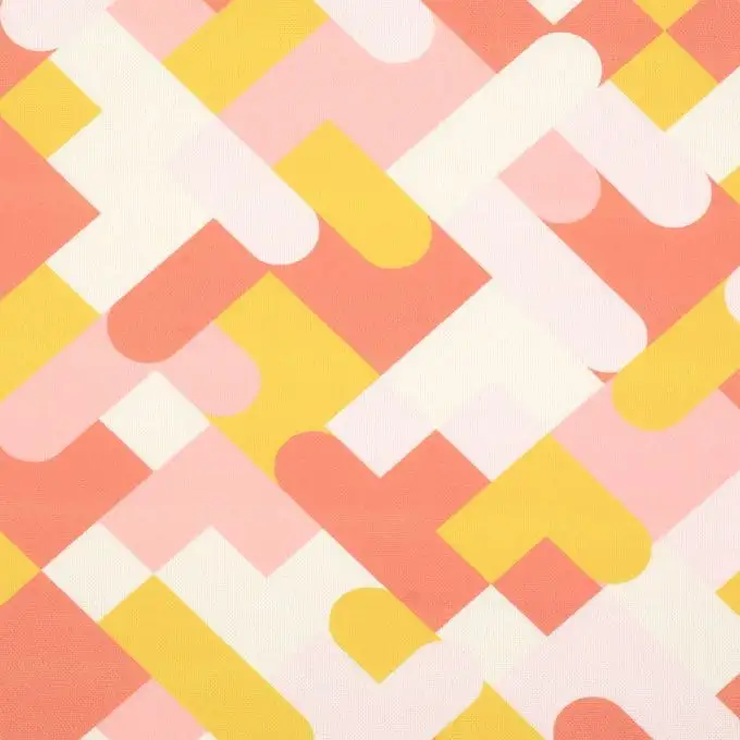 Tessuto spesso geometrico rosa e giallo