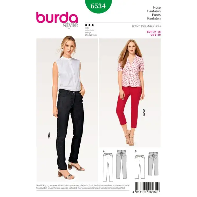 Modello pantaloni donna Burda n6534