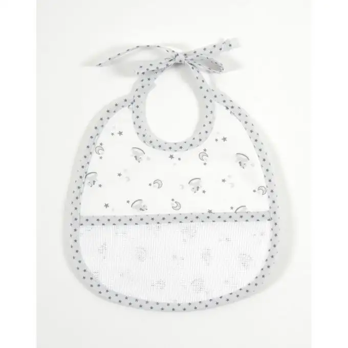 Bavaglino 3 mesi grigio da ricamare