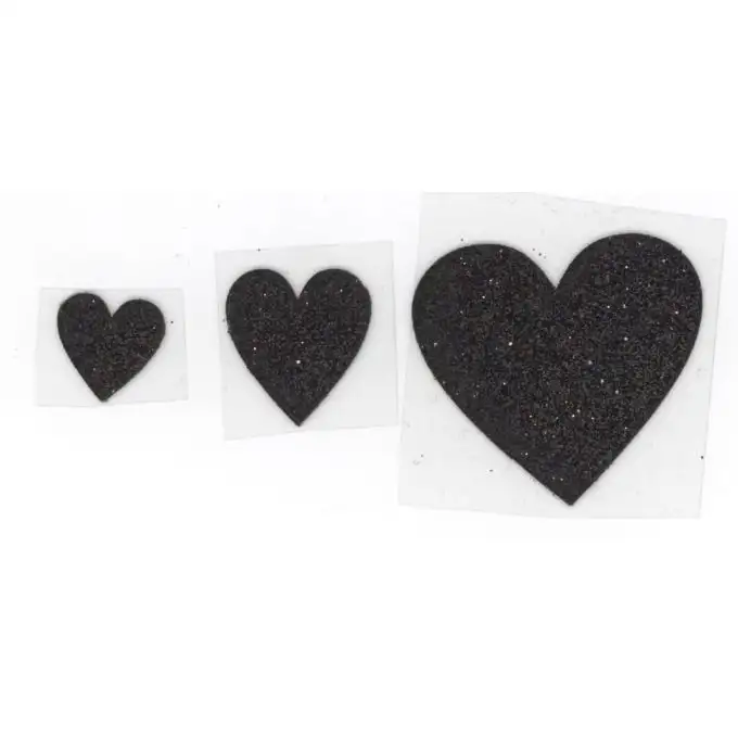 Toppe termoadesive tre cuori glitter neri