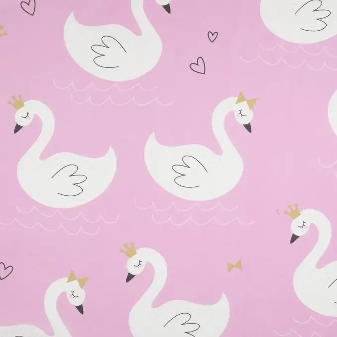 Tela per lenzuola rosa cigni