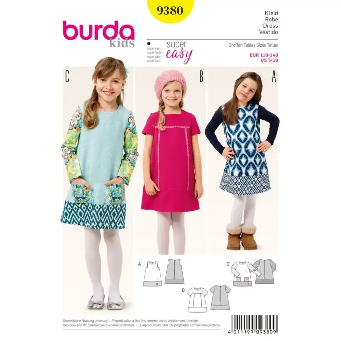 Vestito bambini burda 9380 patron