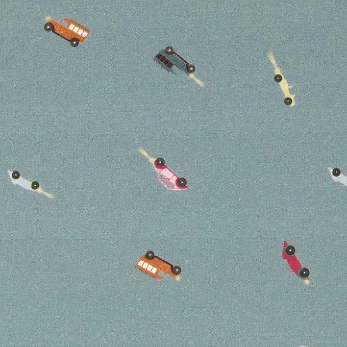 Tessuto popeline cotone auto blu verde