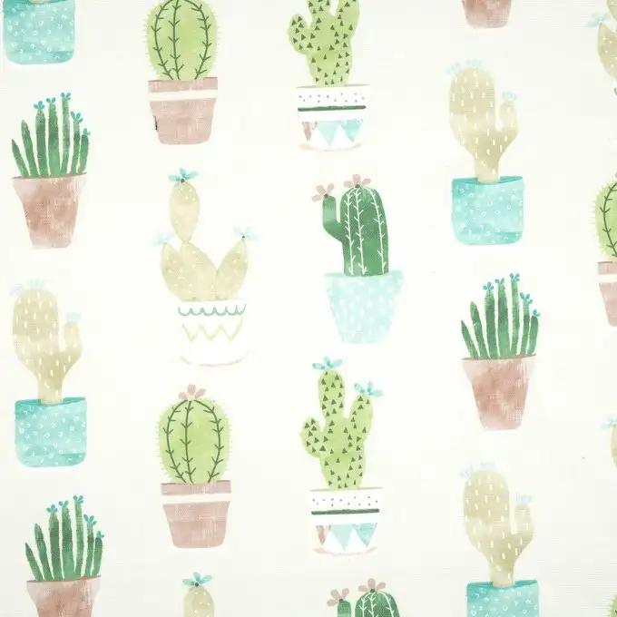 Tessuto cotone rivestito spesso e lucido cactus verde