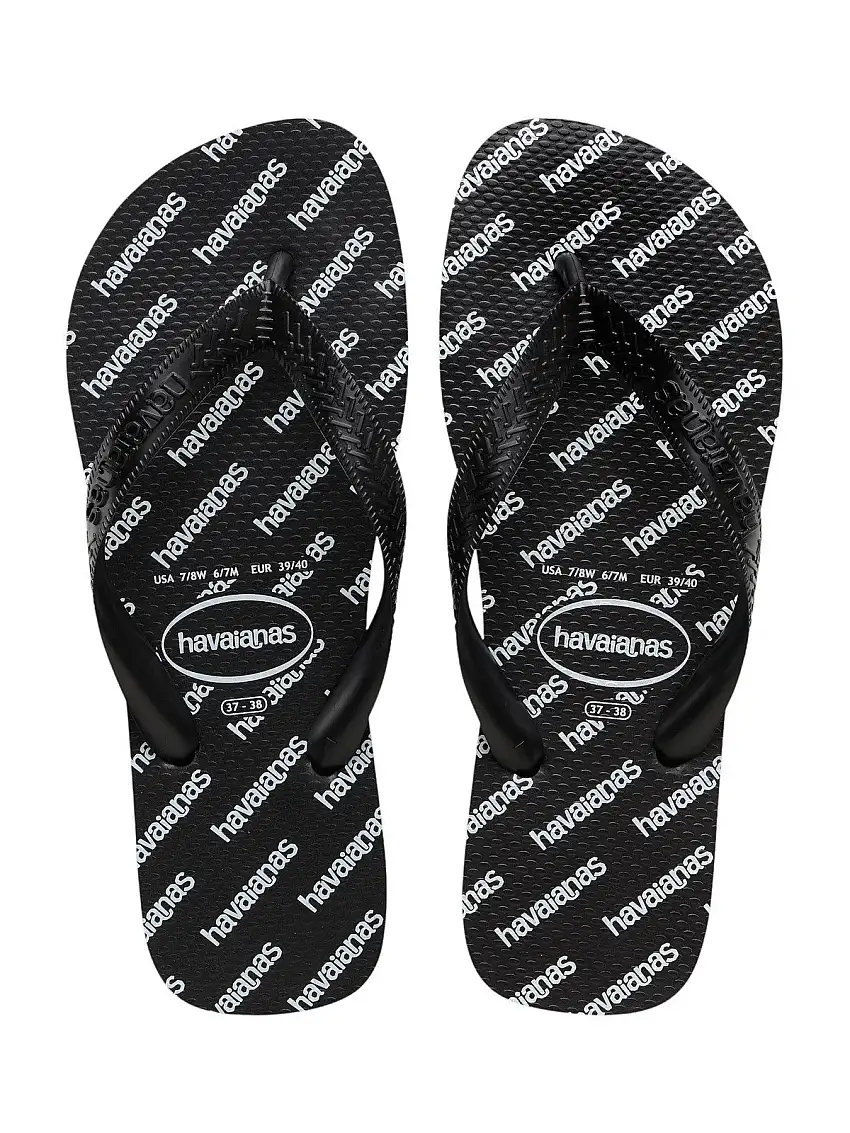 HAVAIANAS Men's Flip Flops Hav. Top Logomania Essential 4149891.0090 Black