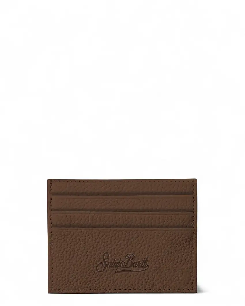 Portacarte in Pelle Martellata - Logo Saint Barth